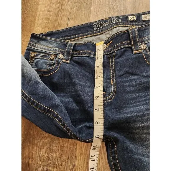 Miss Me 'skinny' aztec embroidered womens 31x27 medium wash multicolor - Picture 8 of 10